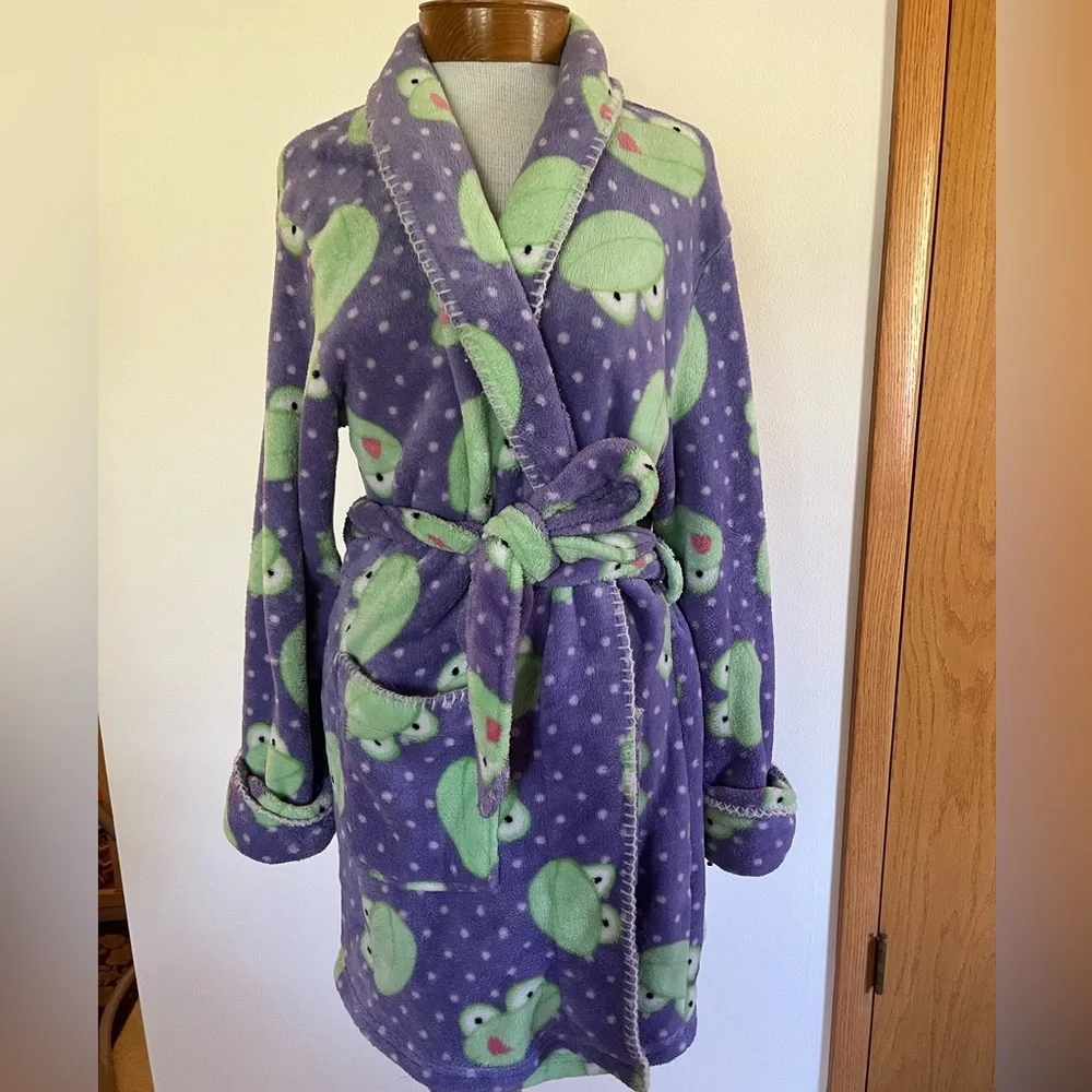 Croft & Barrow Purple Frog Print Women's Robe - Picture 1 of 7